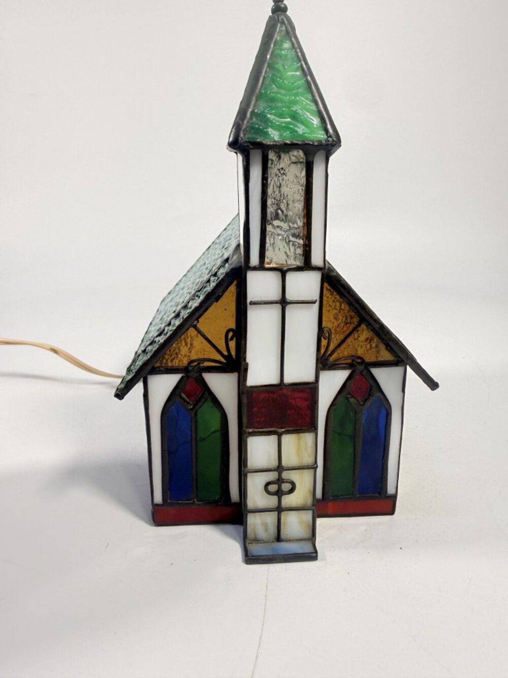 Lamp Light Tiffany Style Stained Glass 3D Church Chapel Cross Vintage Holiday - Picture 9 of 15